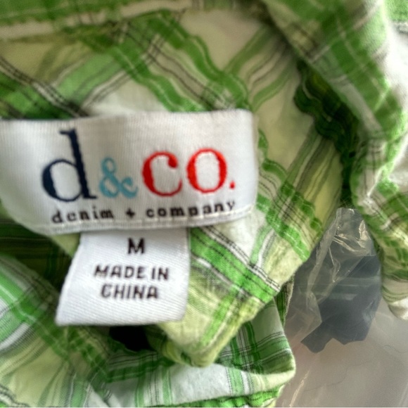 Denim&Co green white plaid green tee look Size M - Picture 6 of 8